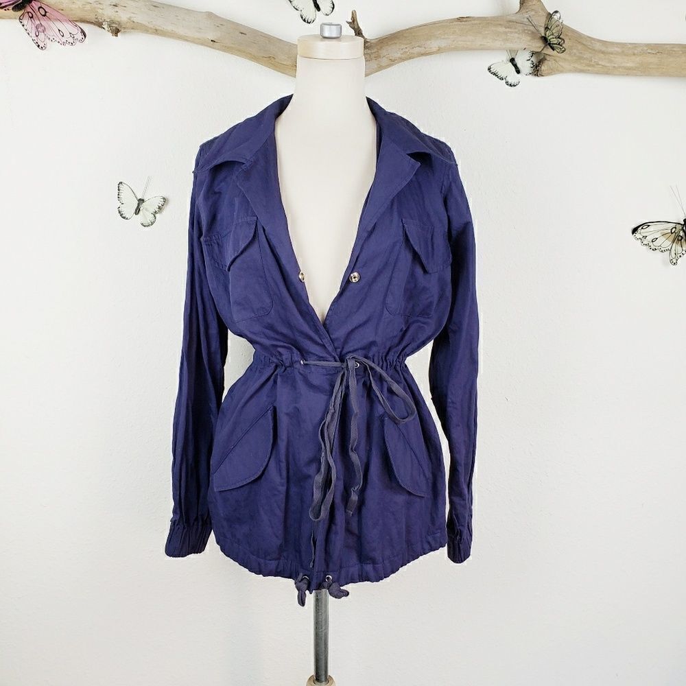 L'agence navy blue cargo utility jacket